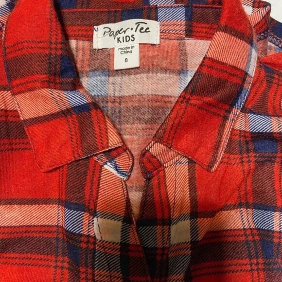 Girls shirt Sz 8 medium red flannel long sleeves button down butter soft - Picture 4 of 8